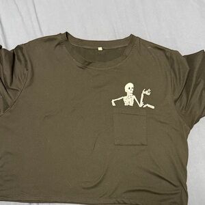 Black Crop Top with Skeleton Graphic
